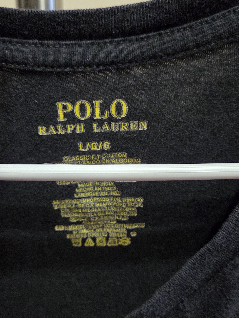 Mens Polo Ralph Lauren Black T‑Shirt with Yellow Logo